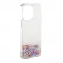 Capa de silicone iLike para Apple iPhone 13 Water Glitter arco-íris