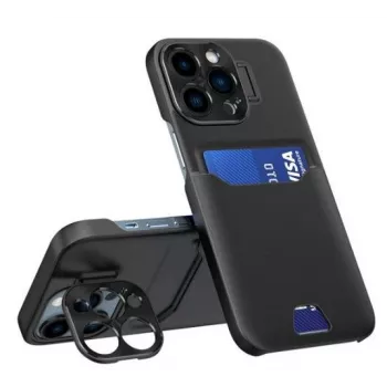 Capa tipo livro em pele com suporte e porta-cartões iLike para Apple iPhone 14 Pro preta