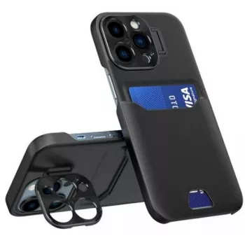 iLike Capa com suporte em pele e carteira para Apple iPhone 14 Pro Max preto