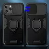 Capa iLike Apple iPhone 14 Pro Max Ring Lens preta - capa de proteção híbrida com anel de suporte integrado, proteção da lente da câmara, absorção de choques, compatível com carregamento sem fios