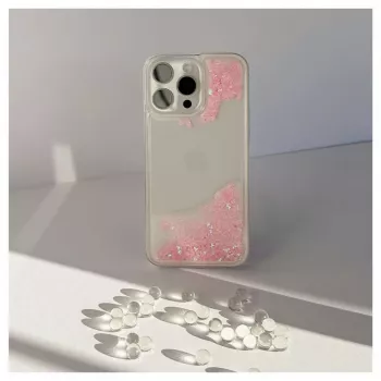 Capa de silicone iLike para Apple iPhone 15 Pro Max Water Glitter rosa