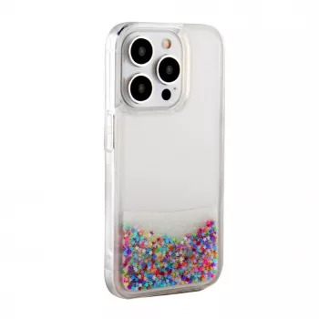 Capa de silicone iLike para Apple iPhone 15 Pro Max Water Glitter arco-íris