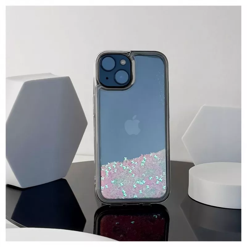 iLike Capa de Silicone Water Glitter Rosa para Apple iPhone 15
