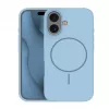 Capa de silicone Soft Touch iLike para Apple iPhone 16 com MagSafe azul-claro