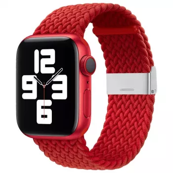 iLike Apple Watch 42/44/45mm bracelete em tecido entrançado vermelha