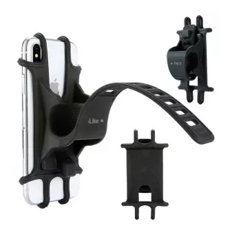 iLike Suporte de bicicleta IPH01BK preto - suporte universal de guiador para smartphones 4,0-6,5 polegadas