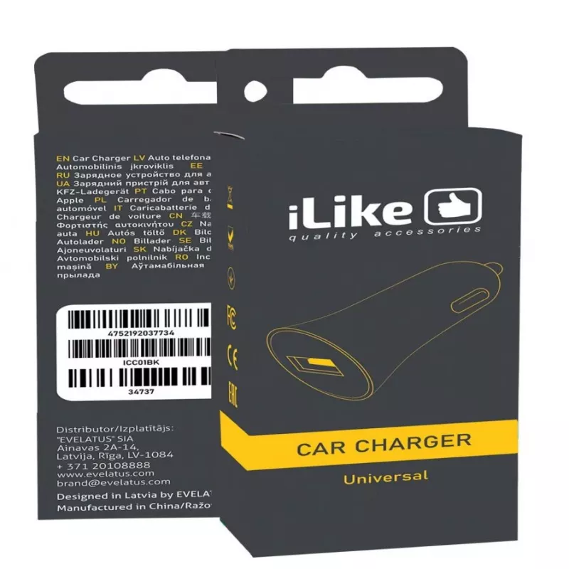 iLike Carregador de Carro ICC01 Preto