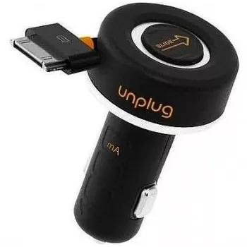 Carregador de carro compacto iLike CCU1000IPH 1A para iPod iPhone 4 4S 30Pin com cabo enrolável preto