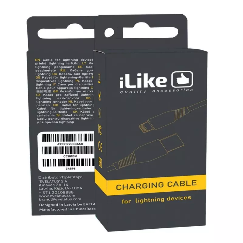 iLike cabo de carregamento para dispositivos Lightning CCI01 preto