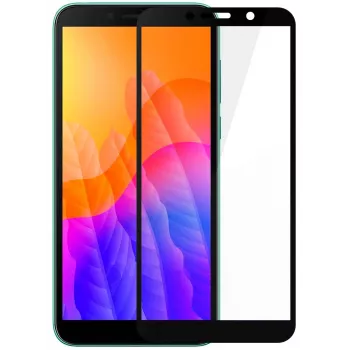 Protetor de ecrã em vidro temperado com bordo curvo 2.5D iLike para Huawei Y5p - moldura preta, cola total