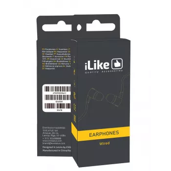 iLike IEA01WH Auscultadores In-Ear com Fios, Microfone e Controlos em Linha, Jack 3,5 mm, Branco