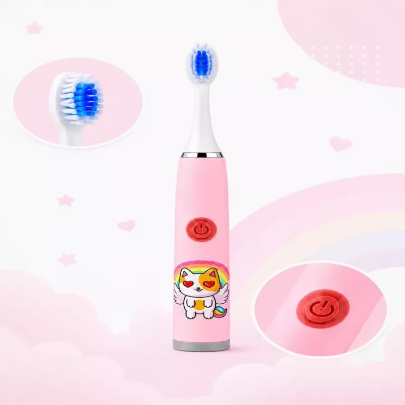iLike Kids W3 escova de dentes elétrica (a pilhas) +3 cabeças rosa