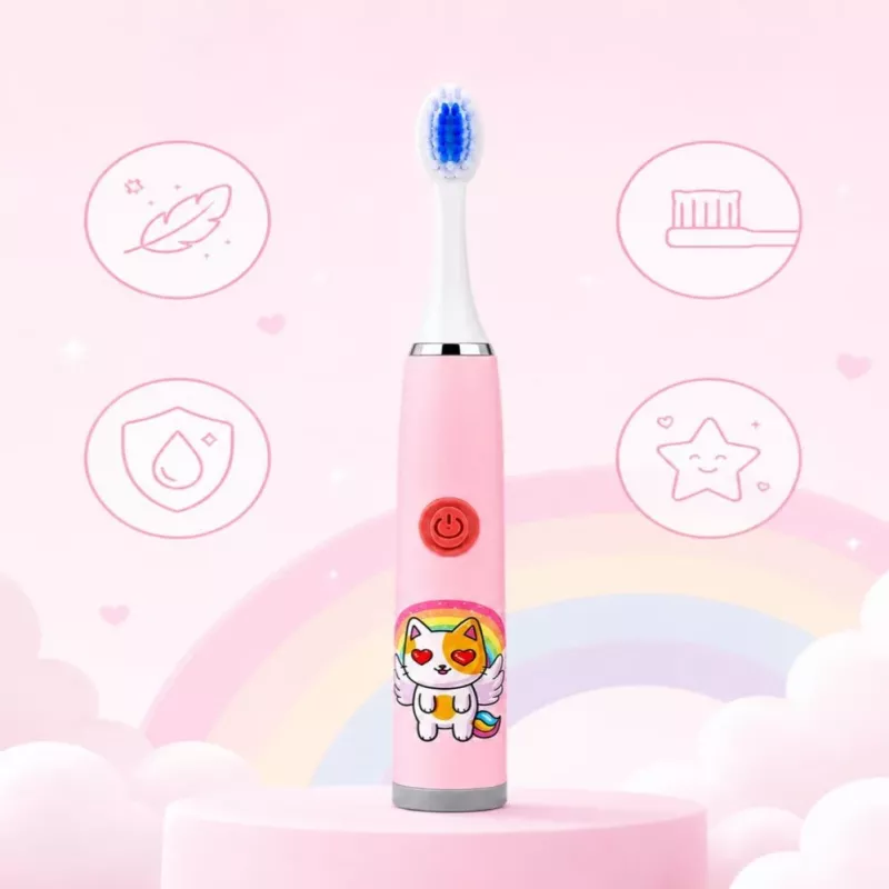 iLike Kids W3 escova de dentes elétrica (a pilhas) +3 cabeças rosa