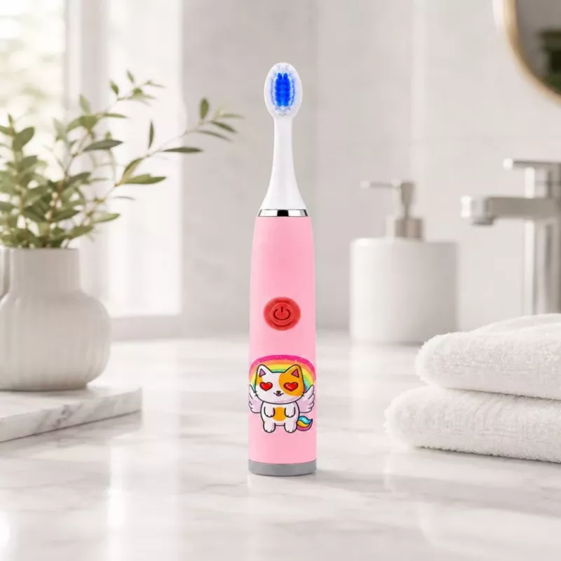 iLike Kids W3 escova de dentes elétrica (a pilhas) +3 cabeças rosa