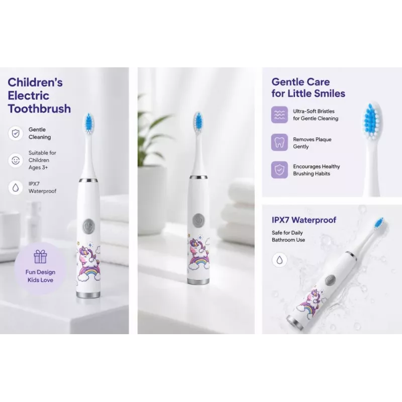 iLike Kids W3 escova de dentes elétrica (a pilhas) +3 cabeças branco