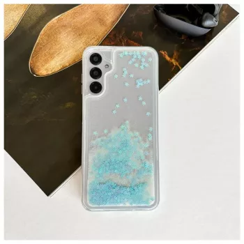 Capa de silicone iLike para Samsung Galaxy A14 5G Water Glitter azul