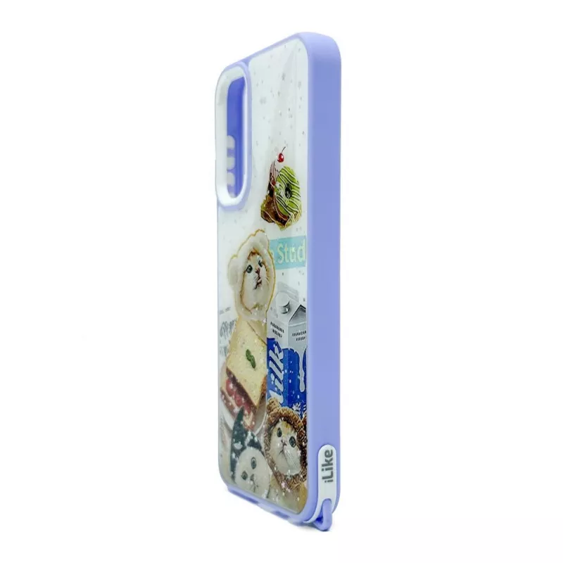 iLike Samsung Galaxy A15 Capa Epoxy Cartoon Roxa e Branca