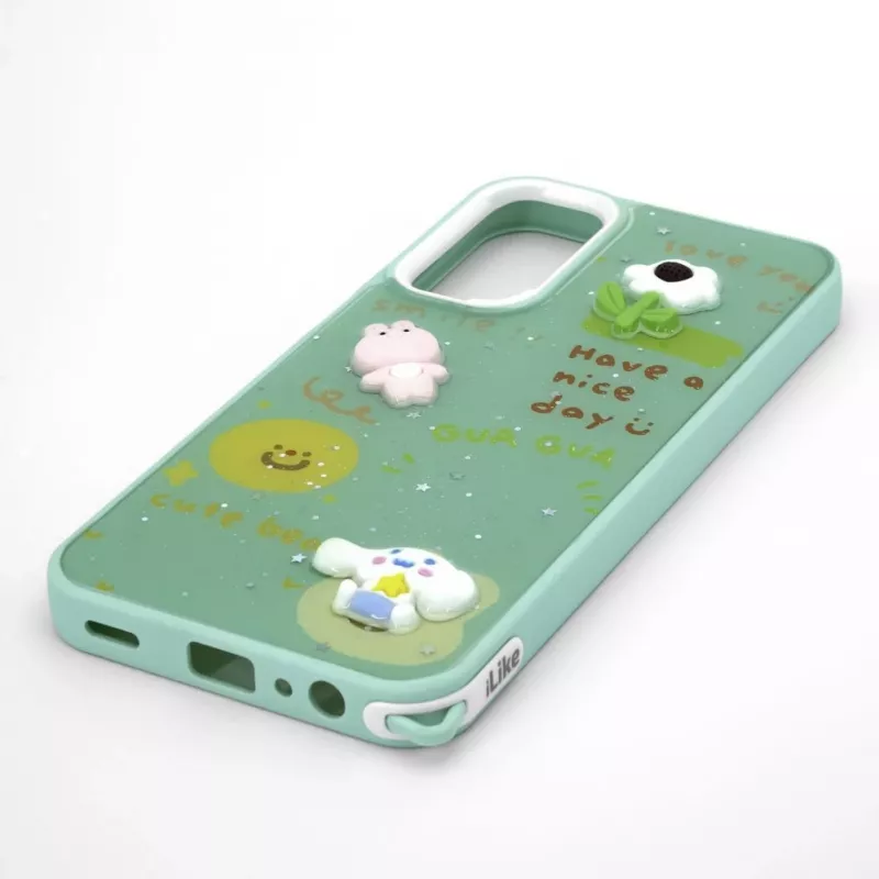 iLike Capa Epoxy Cartoon para Samsung Galaxy A15 verde-clara