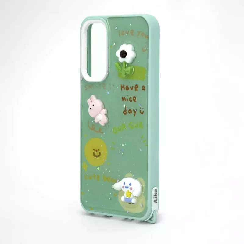 iLike Capa Epoxy Cartoon para Samsung Galaxy A15 verde-clara