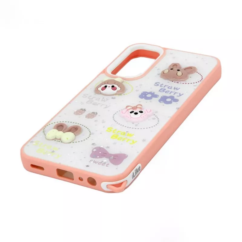 iLike Samsung Galaxy A15 Capa Epoxy Cartoon Branca e Rosa