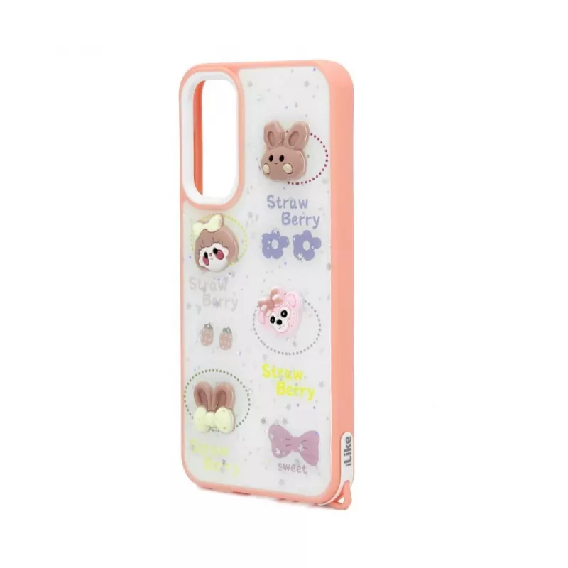 iLike Samsung Galaxy A15 Capa Epoxy Cartoon Branca e Rosa