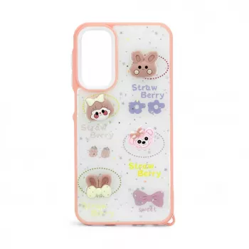 iLike Samsung Galaxy A15 Capa Epoxy Cartoon Branca e Rosa