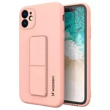 iLike Capa com suporte Kickstand de silicone para Samsung Galaxy A22 5G Rosa