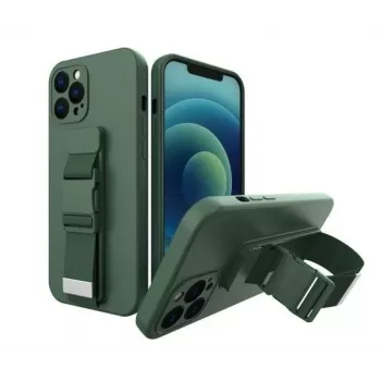 iLike Samsung Galaxy A22 5G Capa Rope Gel TPU Airbag com Cordão Verde-escuro