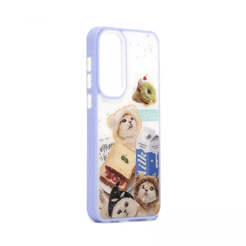 Capa Epoxy Cartoon iLike para Samsung Galaxy A55 branca azul