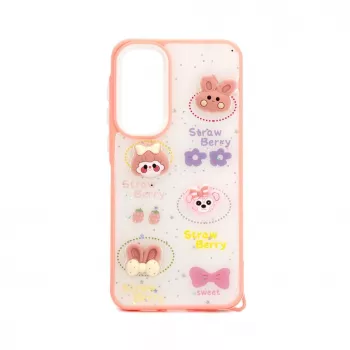 Capa Epoxy Cartoon iLike para Samsung Galaxy A55 branca rosa