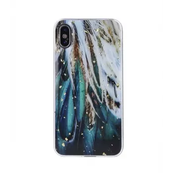 iLike Capa Gold Glam para Samsung Galaxy A53 5G - design de penas, transparente com detalhes dourados