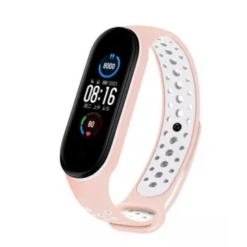 Fita de pulso em silicone iLike para Xiaomi Mi Band 5 Dots rosa branca