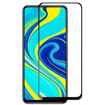 iLike Protetor de ecrã em vidro temperado Full Glue com moldura preta para Xiaomi Redmi Note 9 / Redmi 9T / Poco M3