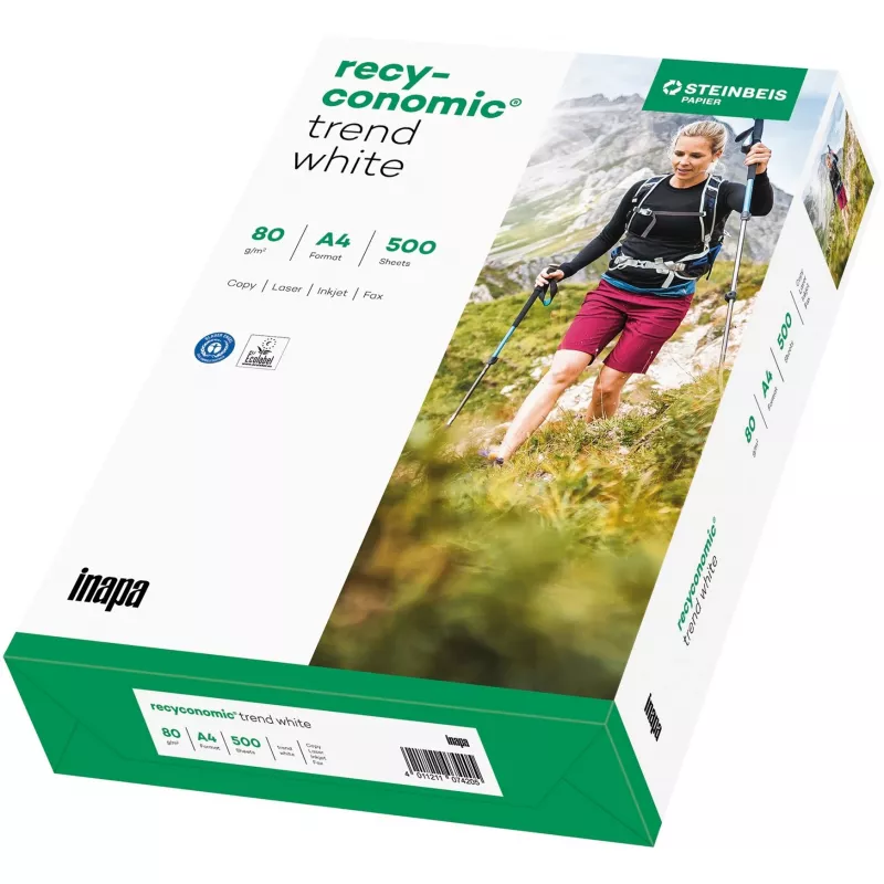 Papel de impressora INAPA Papyrus Recyconomic Trend White A4 80 g/m² 500 folhas