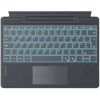 Teclado Inateck Surface Pro 8/9/X/11 – cinzento, QWERTZ alemão, retroiluminado com touchpad