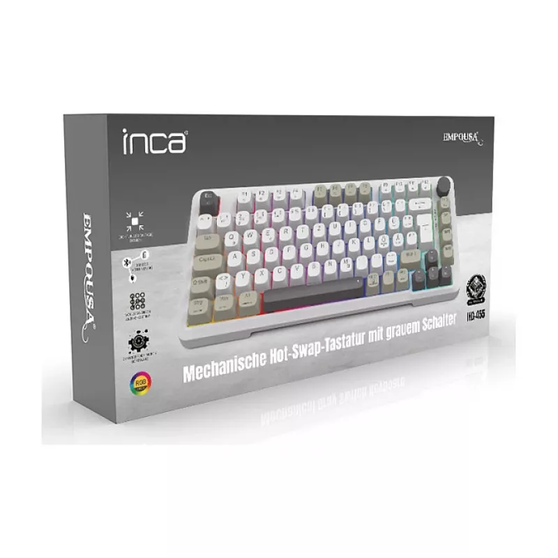 Teclado gaming INCA RGB GraySwitch USB-C/BT 2,00 m branco (IKG-455)