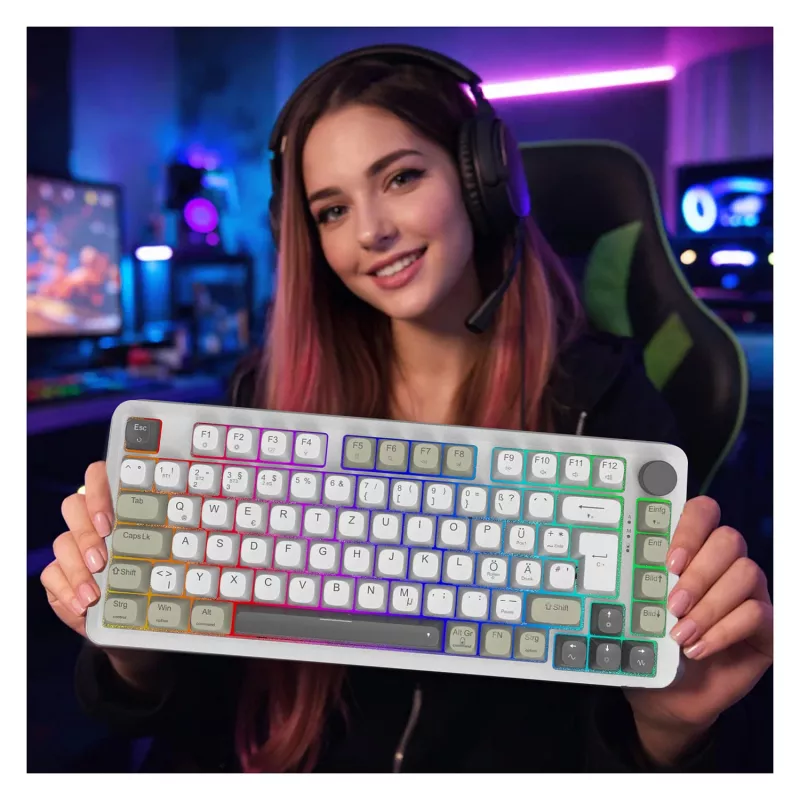 Teclado gaming INCA RGB GraySwitch USB-C/BT 2,00 m branco (IKG-455)