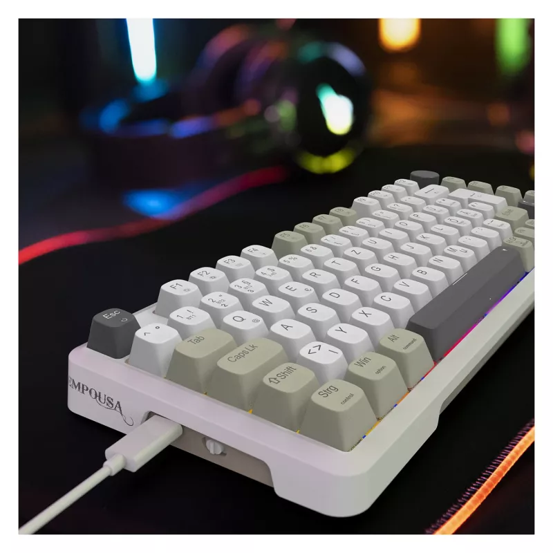 Teclado gaming INCA RGB GraySwitch USB-C/BT 2,00 m branco (IKG-455)