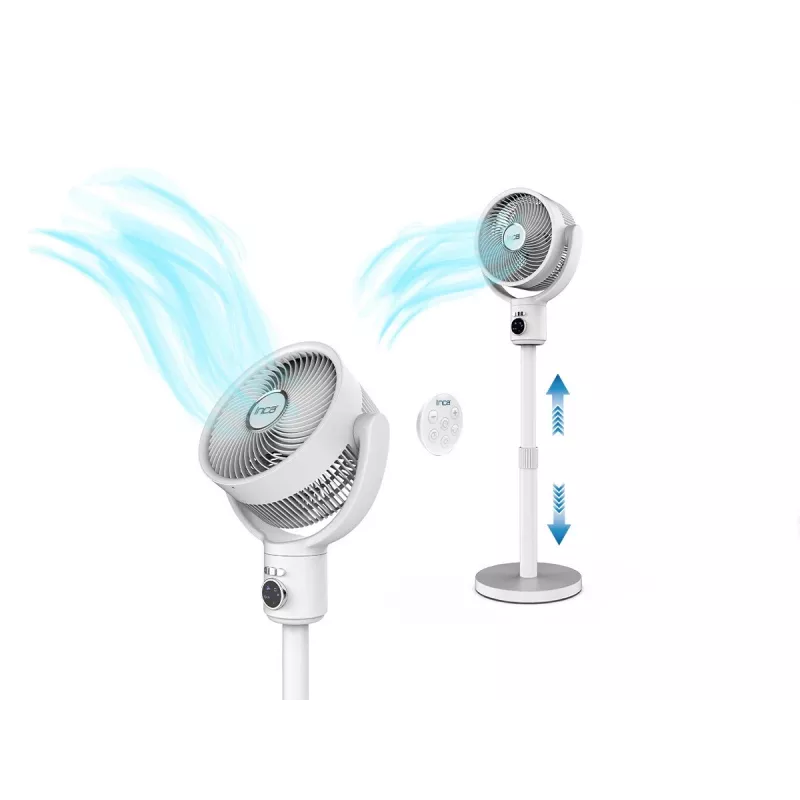 INCA IAF-01B Ventilador de Pé com Bateria, Motor BLDC, 5 Velocidades, Visor LED, Branco