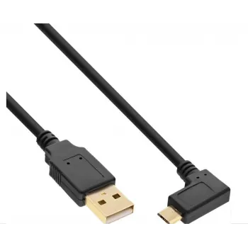 InLine Cabo Micro-USB 2.0, ficha USB-A para ficha Micro-B angular, contactos dourados, 0,5 m