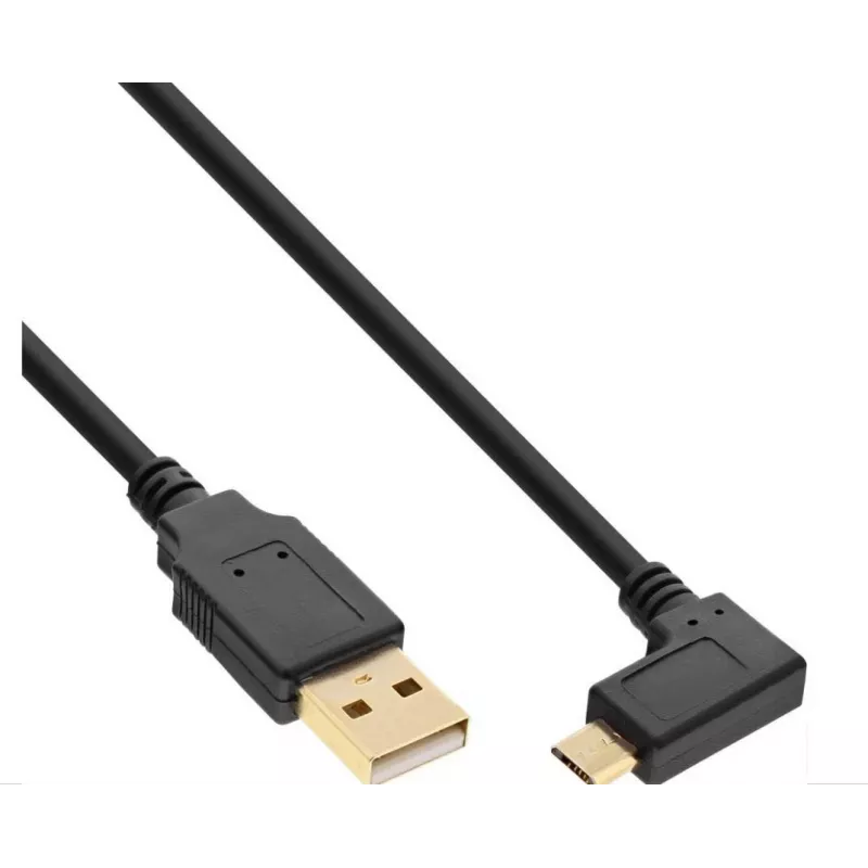 InLine Cabo Micro-USB 2.0, ficha USB-A para ficha Micro-B angular, contactos dourados, 0,5 m