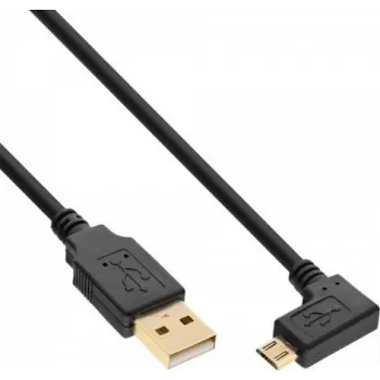 InLine Cabo Micro-USB 2.0, ficha USB-A para ficha Micro-B angular, contactos dourados, 0,5 m