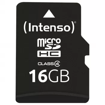 Cartão de memória Intenso 16GB MicroSDHC Class 4 com adaptador SD, até 21 MB/s de velocidade de leitura, preto