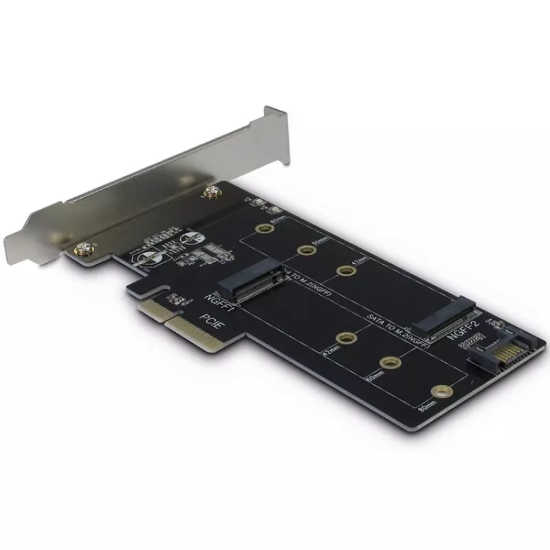 Inter-Tech Placa adaptadora PCIe KT015 PCIe x4 para M.2 NVMe + SATA para M.2