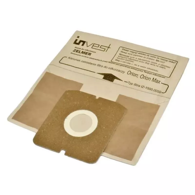 Invest Sacos de Aspirador de Papel Eco para Zelmer 1500.0050 / Cobra II Silent 2500.0EH (5 unid.)