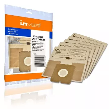 Invest Sacos de Aspirador de Papel Eco para Zelmer 1500.0050 / Cobra II Silent 2500.0EH (5 unid.)