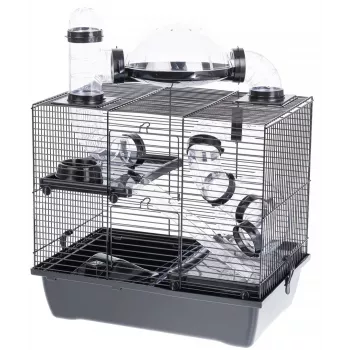 Gaiola para hamsters INZ INTER-ZOO Rocky Plus preta 420x290x550 mm