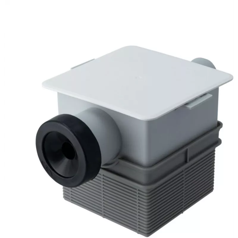 IVENSIS ISN32 Fecho hídrico de condensados encastrado 100x100 - ABS branco, saída de 32mm, fecho de odores
