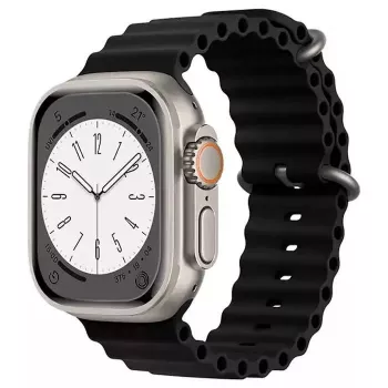Pulseira iWear S1 Grooved Soft Silicone 20mm para Apple Watch 49mm / 45mm / 44mm / 42mm preta