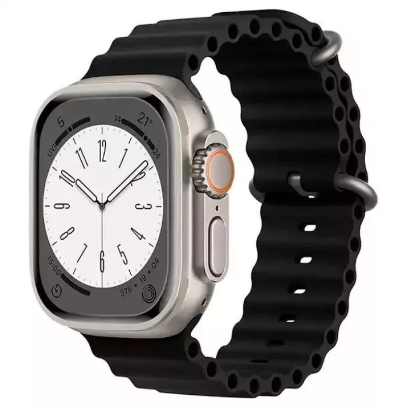 Pulseira iWear S1 Grooved Soft Silicone 20mm para Apple Watch 49mm / 45mm / 44mm / 42mm preta